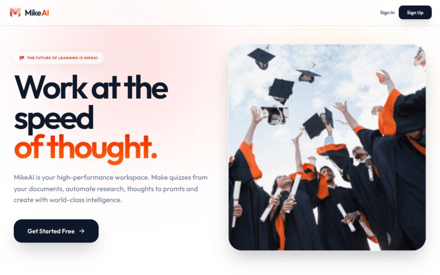MikeAI learning assistant website landing page
